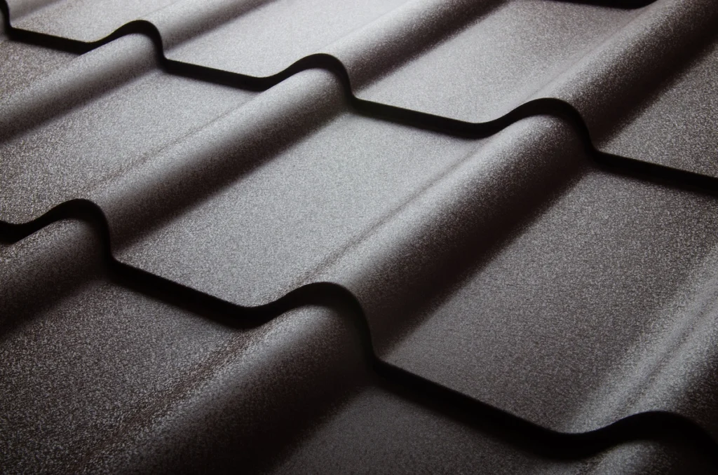 close up of metal roofing shingles