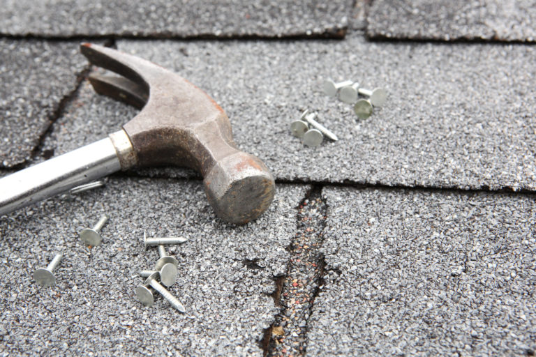 diy roof repair hamemr and nails