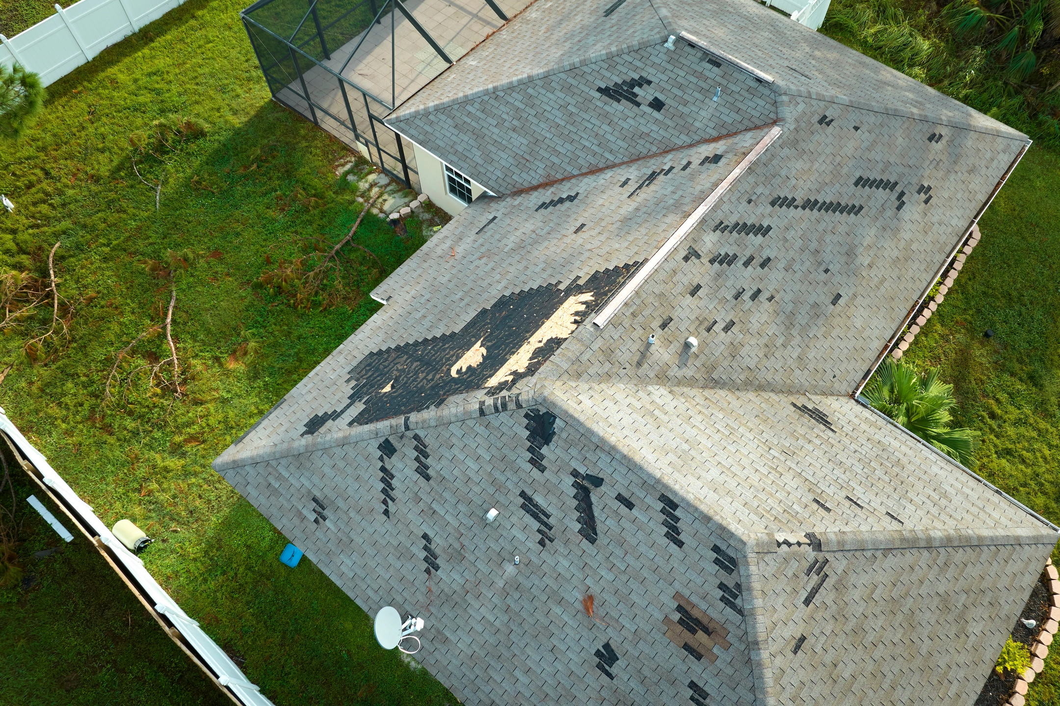 asphalt roof missing shingles after storm