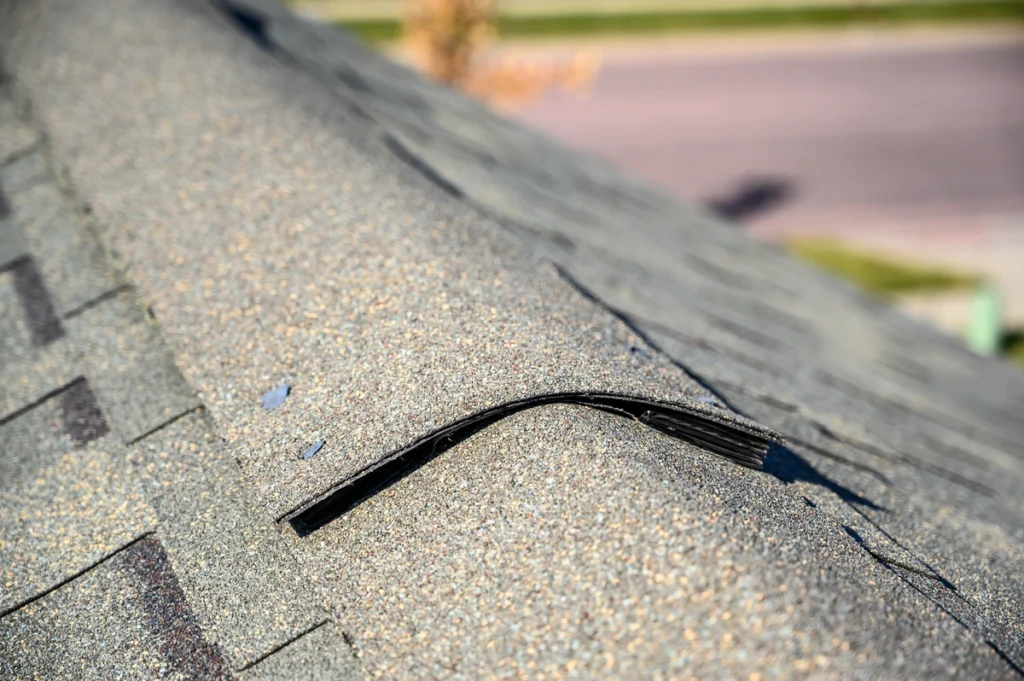 roof ridge cap shingles on asphalt roof