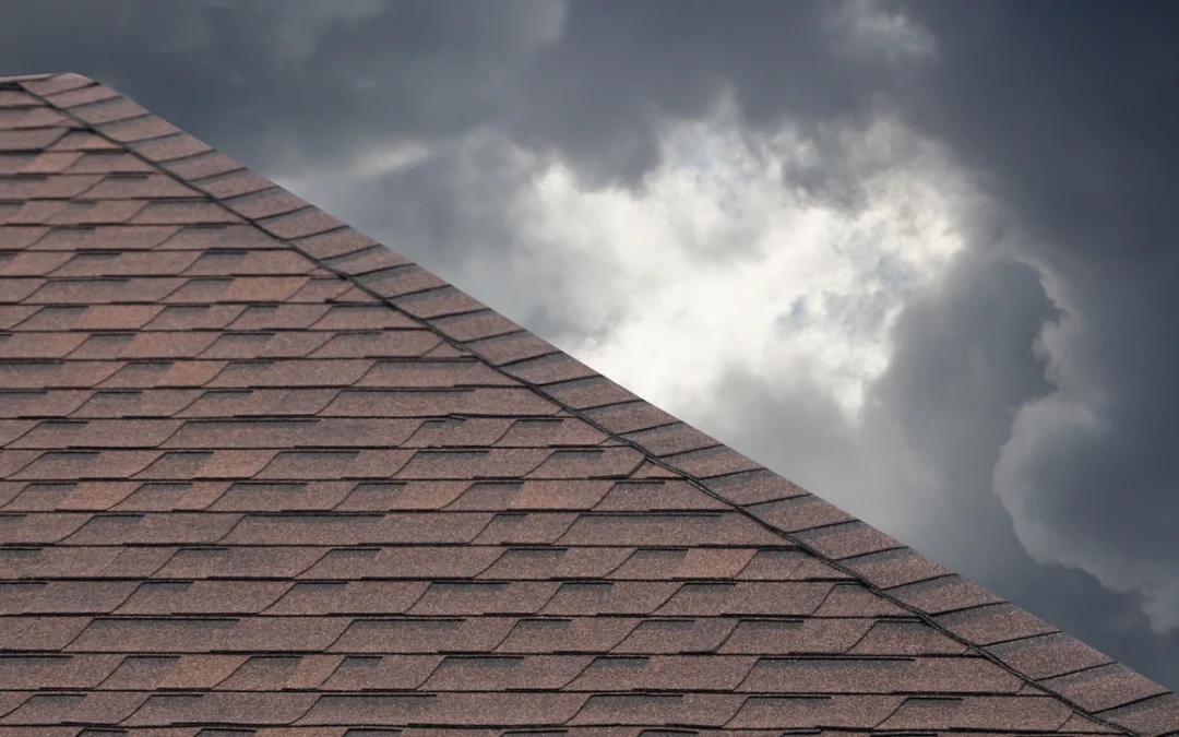 overcast sky with storm on leaking roof