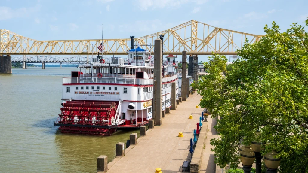 View of steamboat by the riverwalk Louisville Kentucky