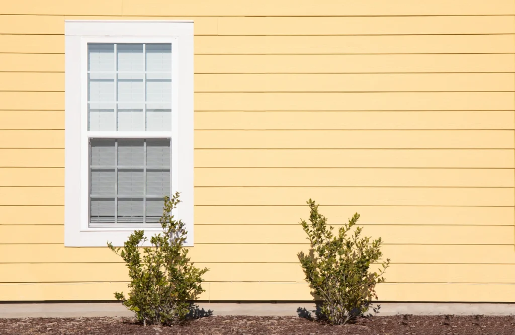 yellow house siding and window